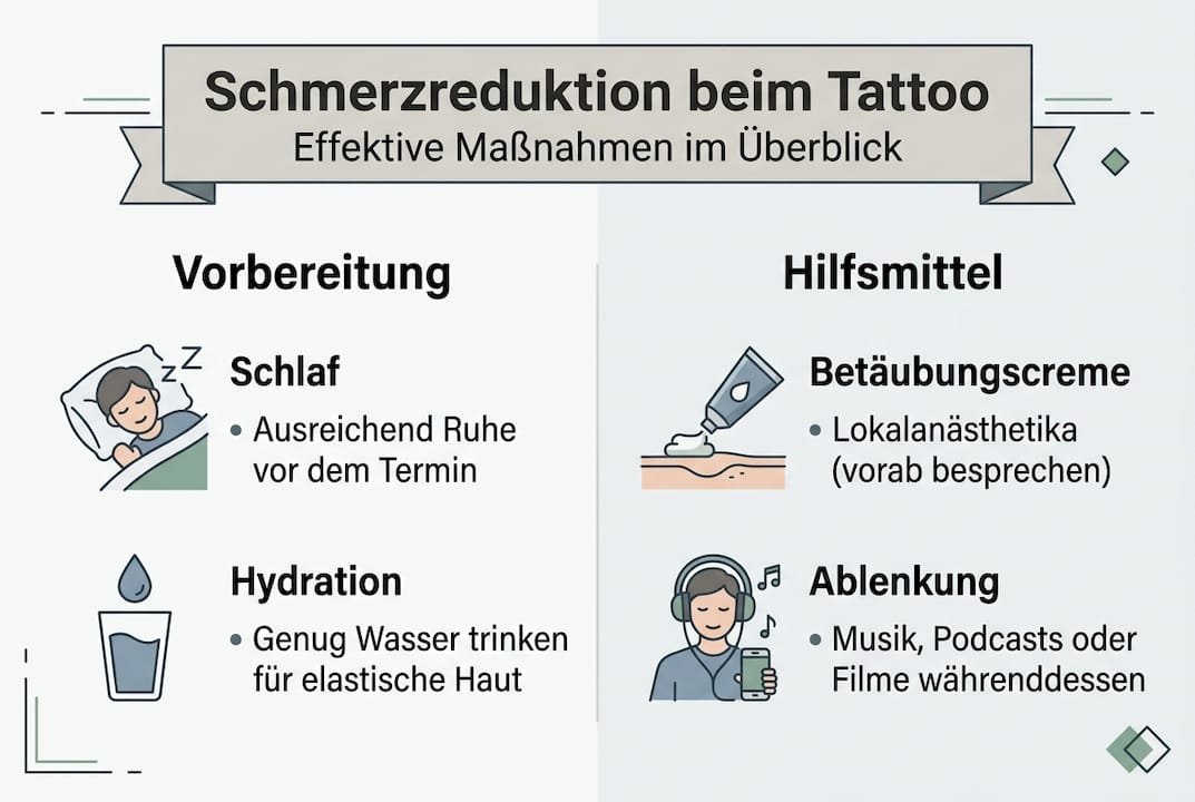 Die Infografik bietet einen anschaulichen Überblick über verschiedene Methoden zur Schmerzreduzierung.