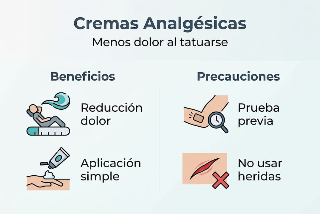 Guía visual sobre cremas para aliviar el dolor durante el proceso de tatuaje