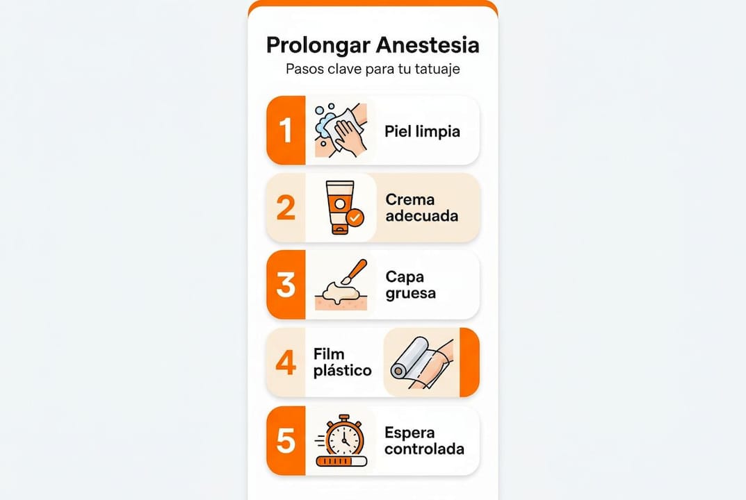 Infografía: consejos para aumentar la duración de la anestesia durante un tatuaje