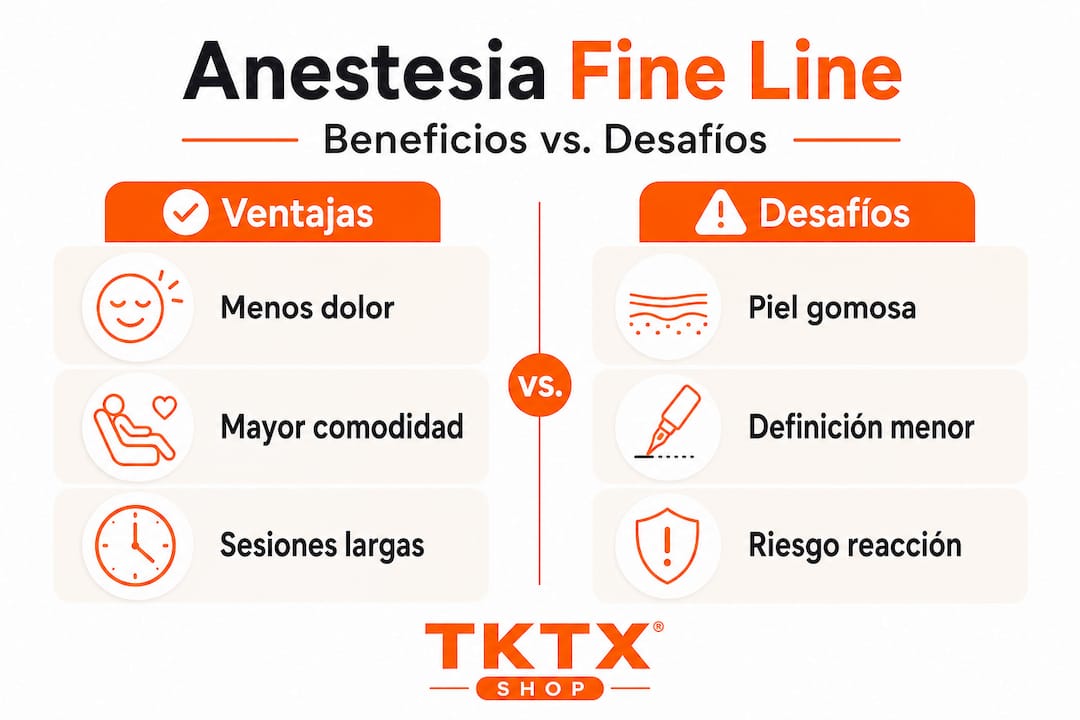 Infografía: ventajas y desafíos del uso de anestesia tópica en tatuajes