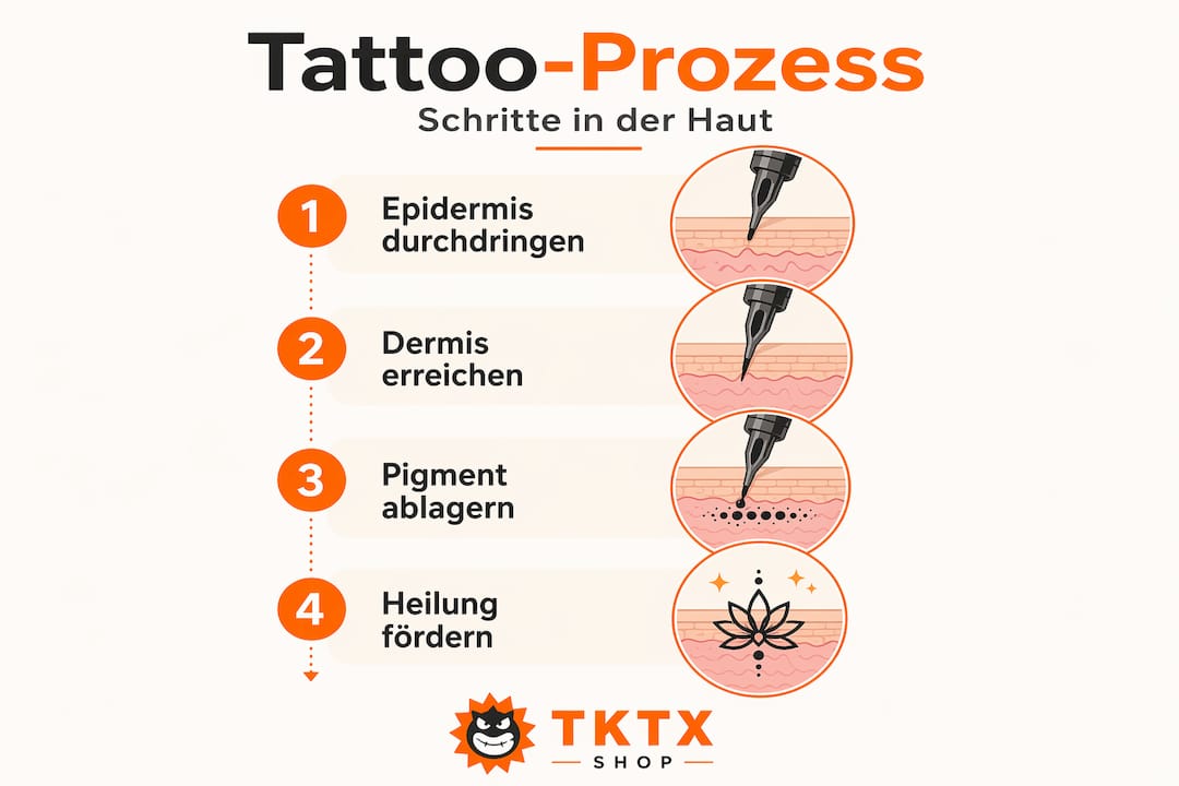 So läuft der Weg einer Tätowierung durch die verschiedenen Hautschichten ab
