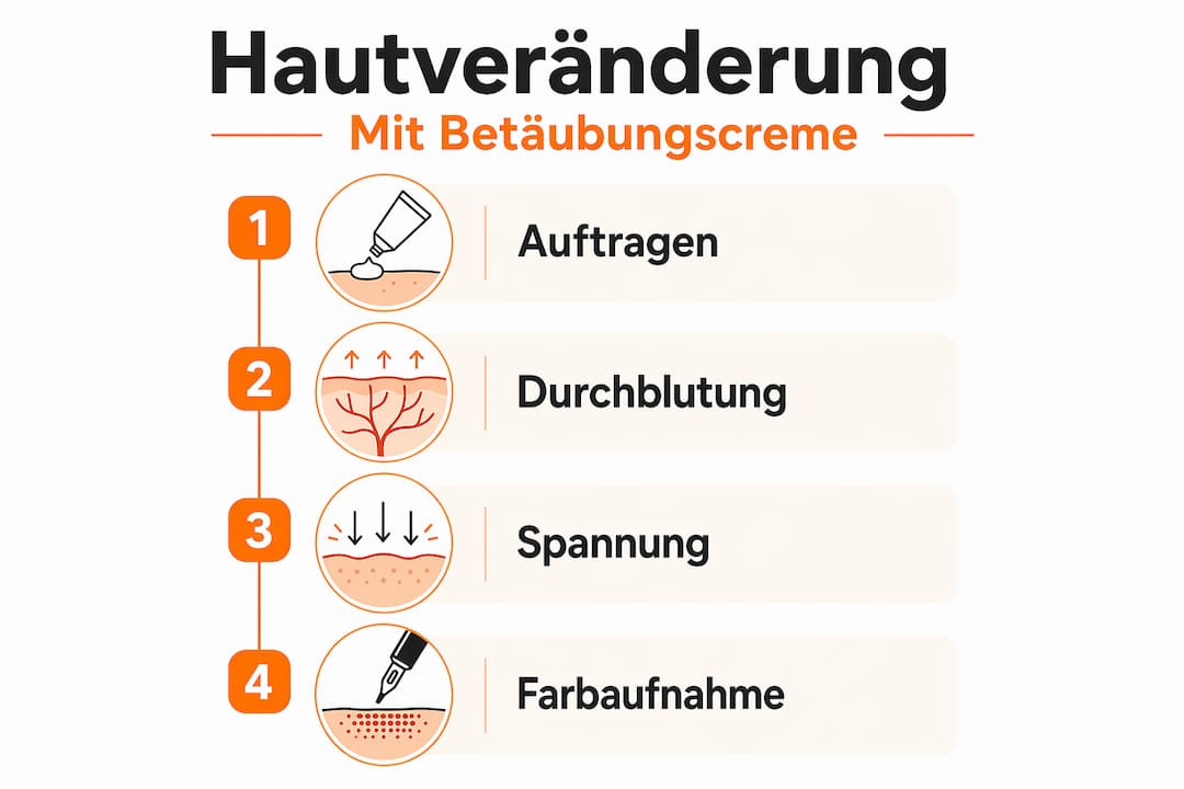 Grafik: So verändert sich die Haut durch die Anwendung von Betäubungscreme