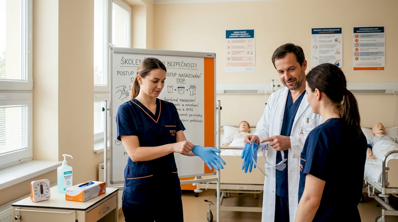 Zdravotníci se učí pracovat v ochranných pomůckách
