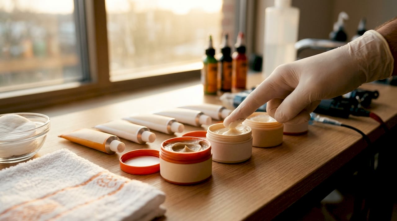 Für die Schmerzlinderung beim Tätowieren gibt es verschiedene lokal betäubende Cremes, die von vielen Studios und Tattoo-Fans genutzt werden.