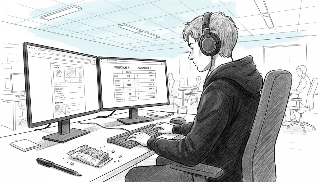 Marketer reviewing Shopify A/B test results