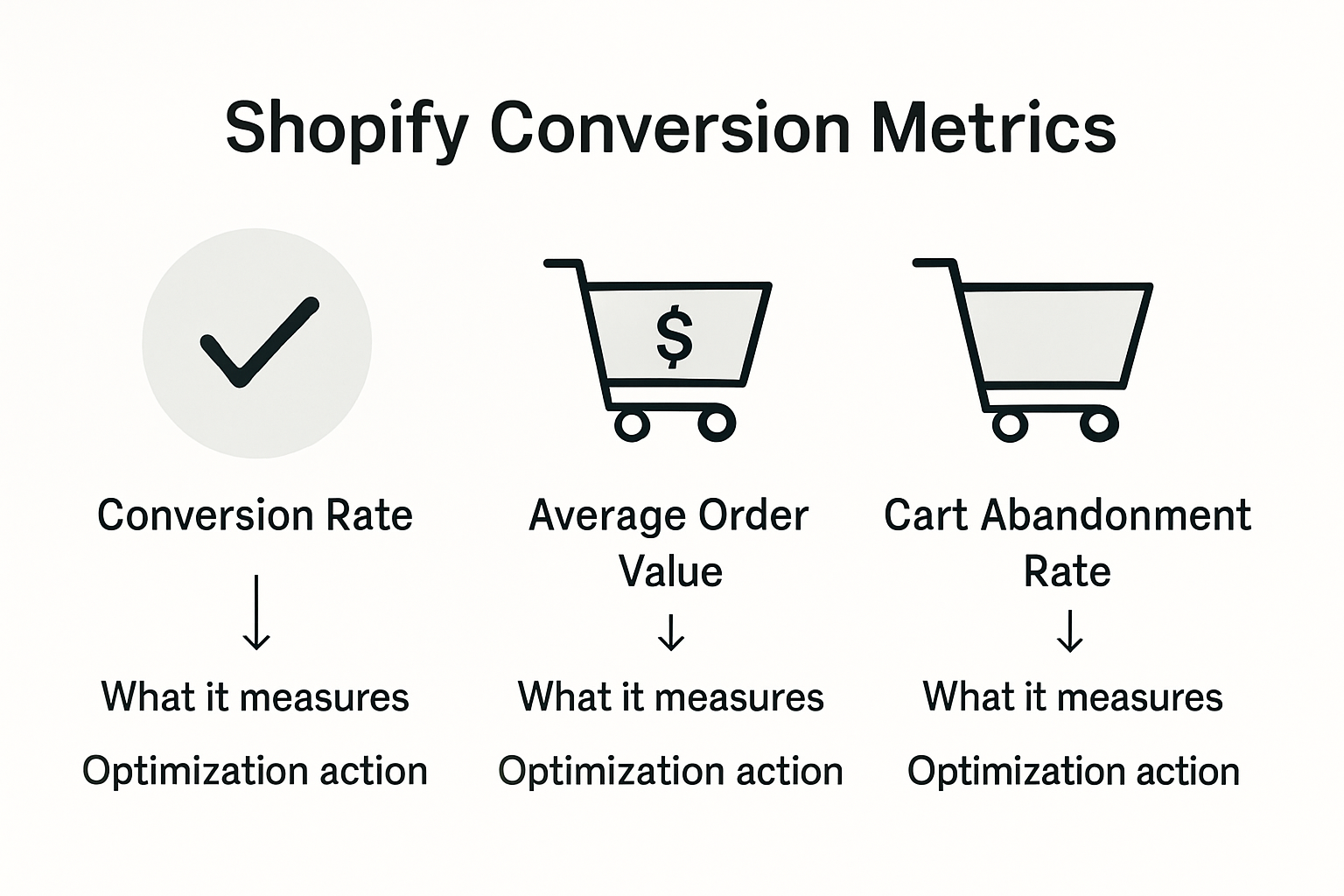 Infographic comparing core Shopify conversion metrics