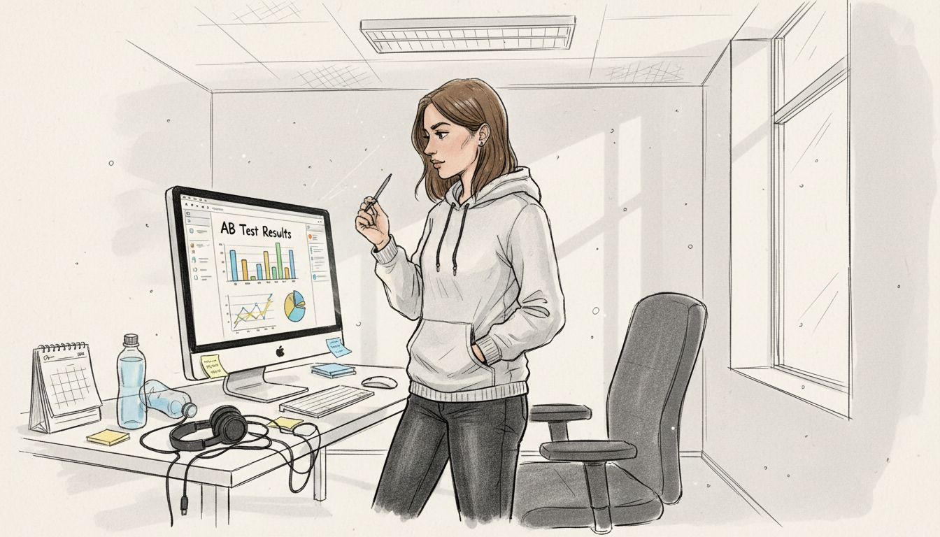 Woman checking AI ecommerce testing dashboard