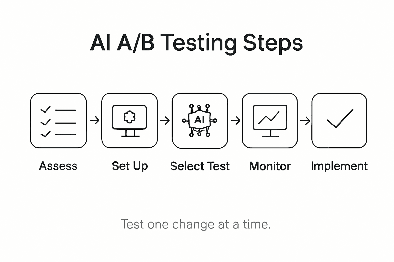 Infographic illustrating AI A/B testing steps