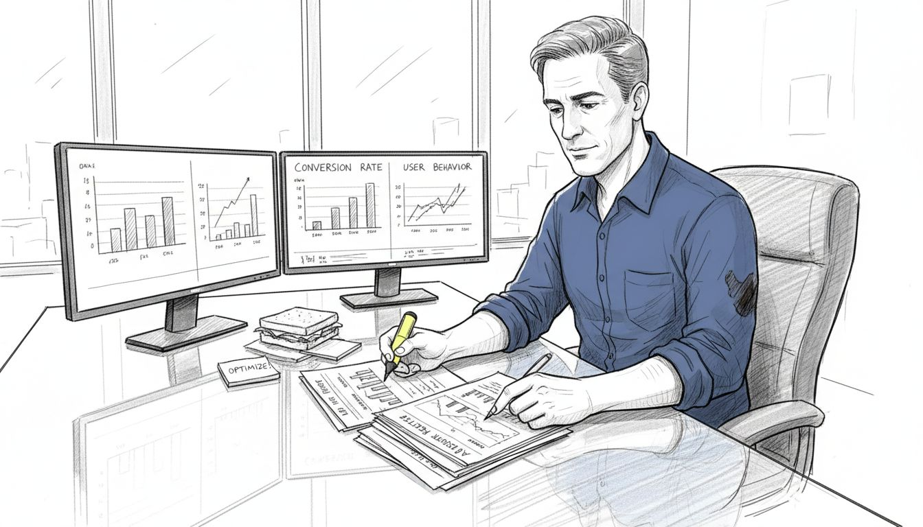 Analyst reviewing AI A/B test results