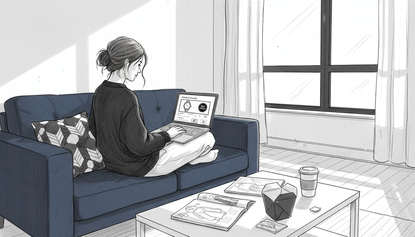 Customer scrolling through top online products