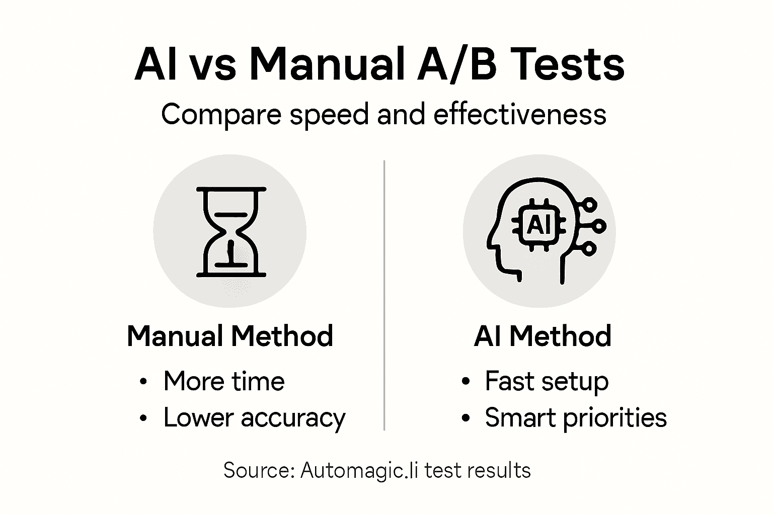 Infographic comparing AI and manual test methods