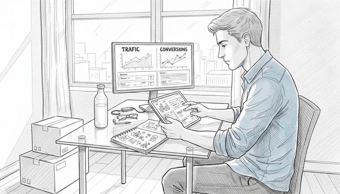 Shopify dashboard showing traffic and conversions