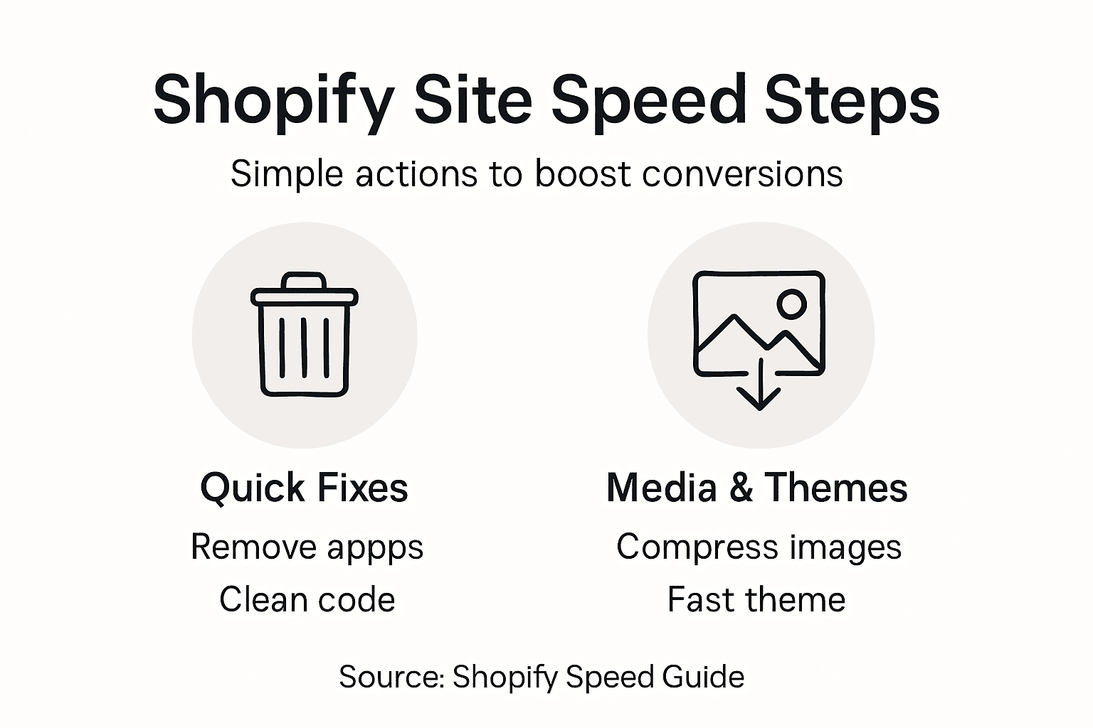 Infographic with Shopify speed optimization steps