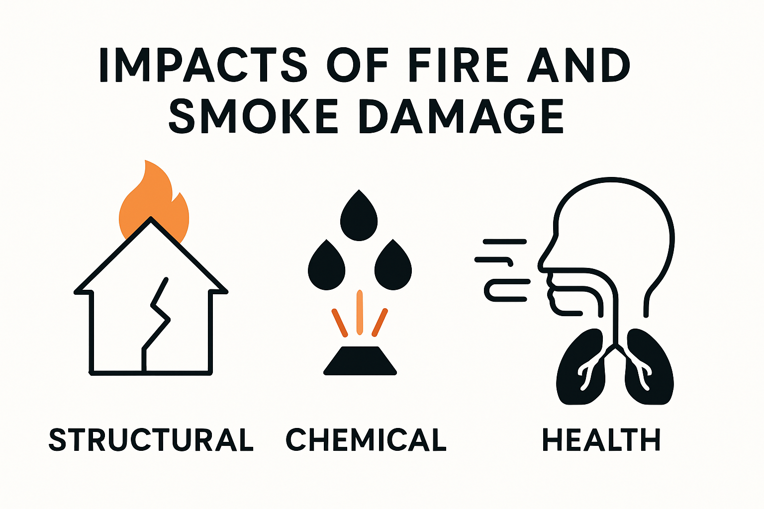 Infographic illustrating various impacts of fire damage.