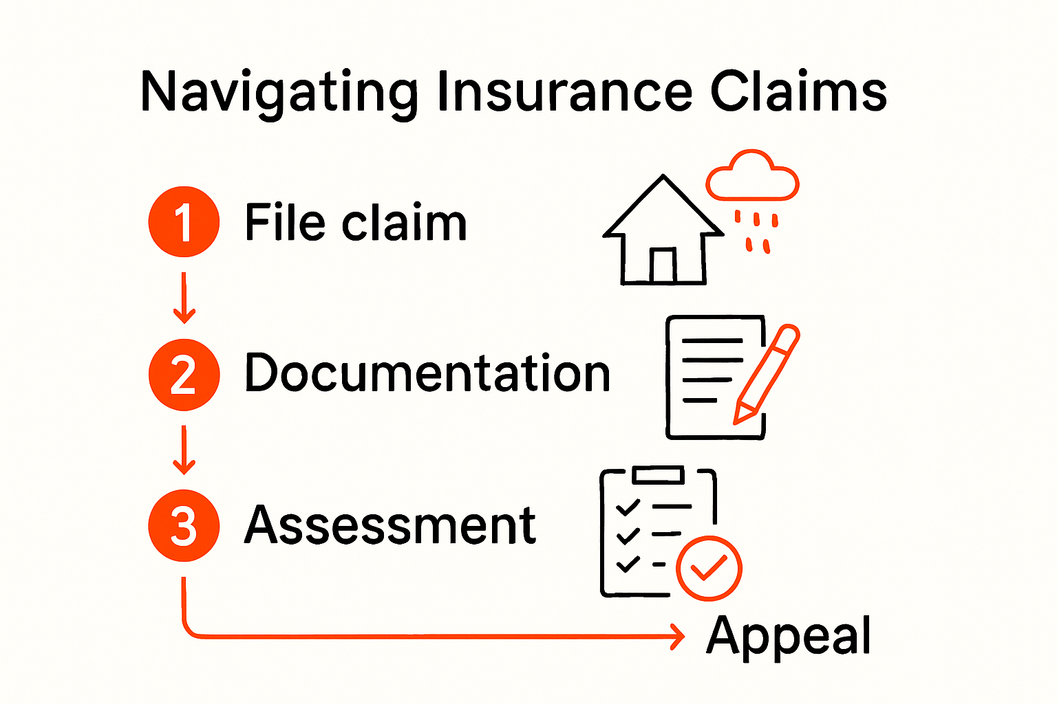 Flowchart of the disaster restoration insurance claims process.
