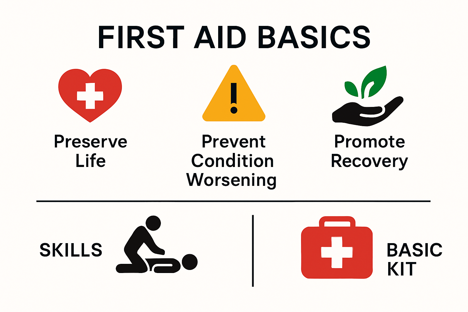 Infographic explains first aid basics and priorities