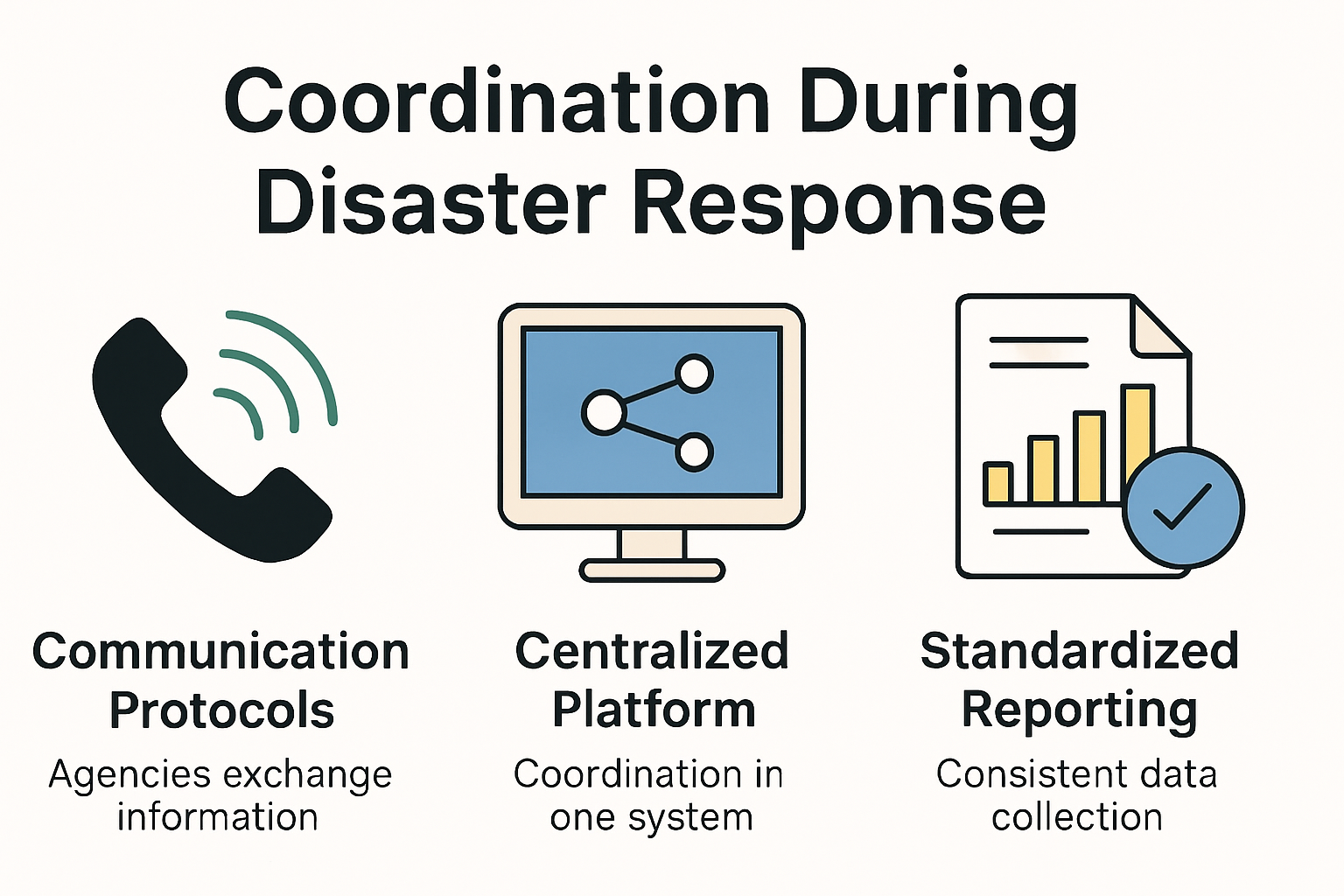 Agency coordination and communication infographic during disaster response