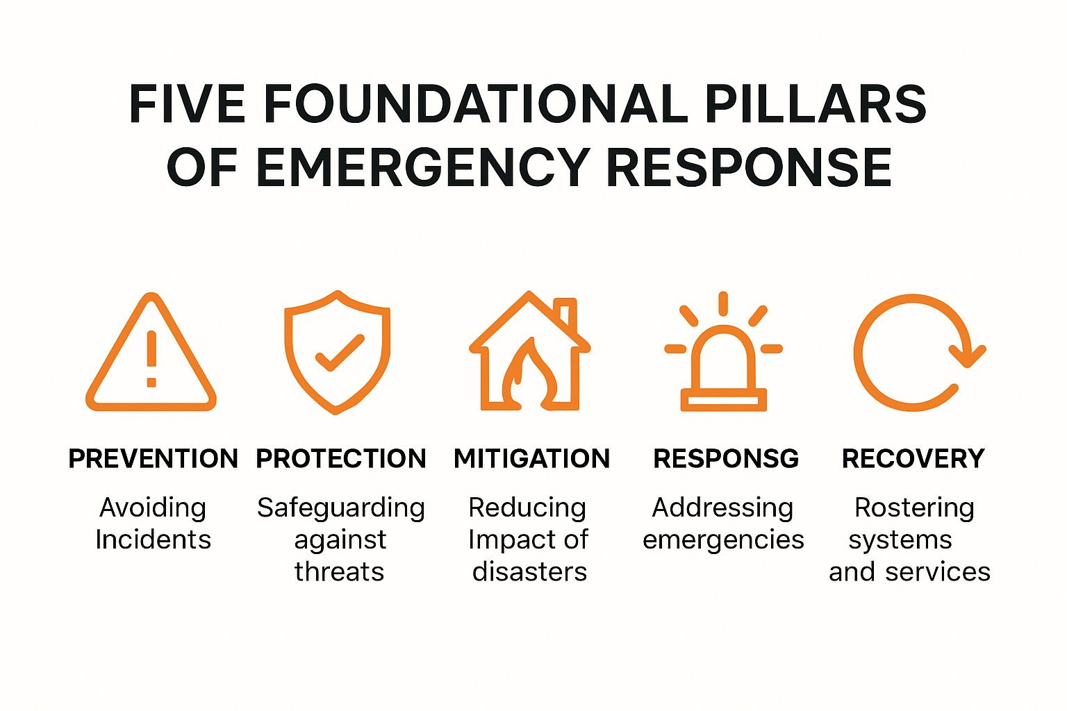 Infographic showing five pillars of emergency response basics