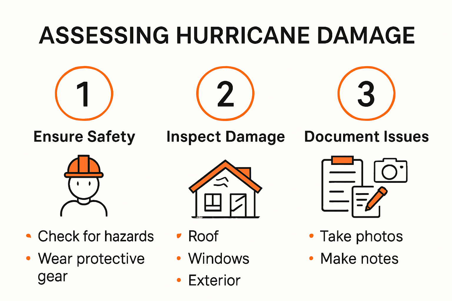 Hurricane Damage Repair in Charlotte, NC: 2025 Guide for Property Owners 2 Steps for assessing hurricane damage and safety