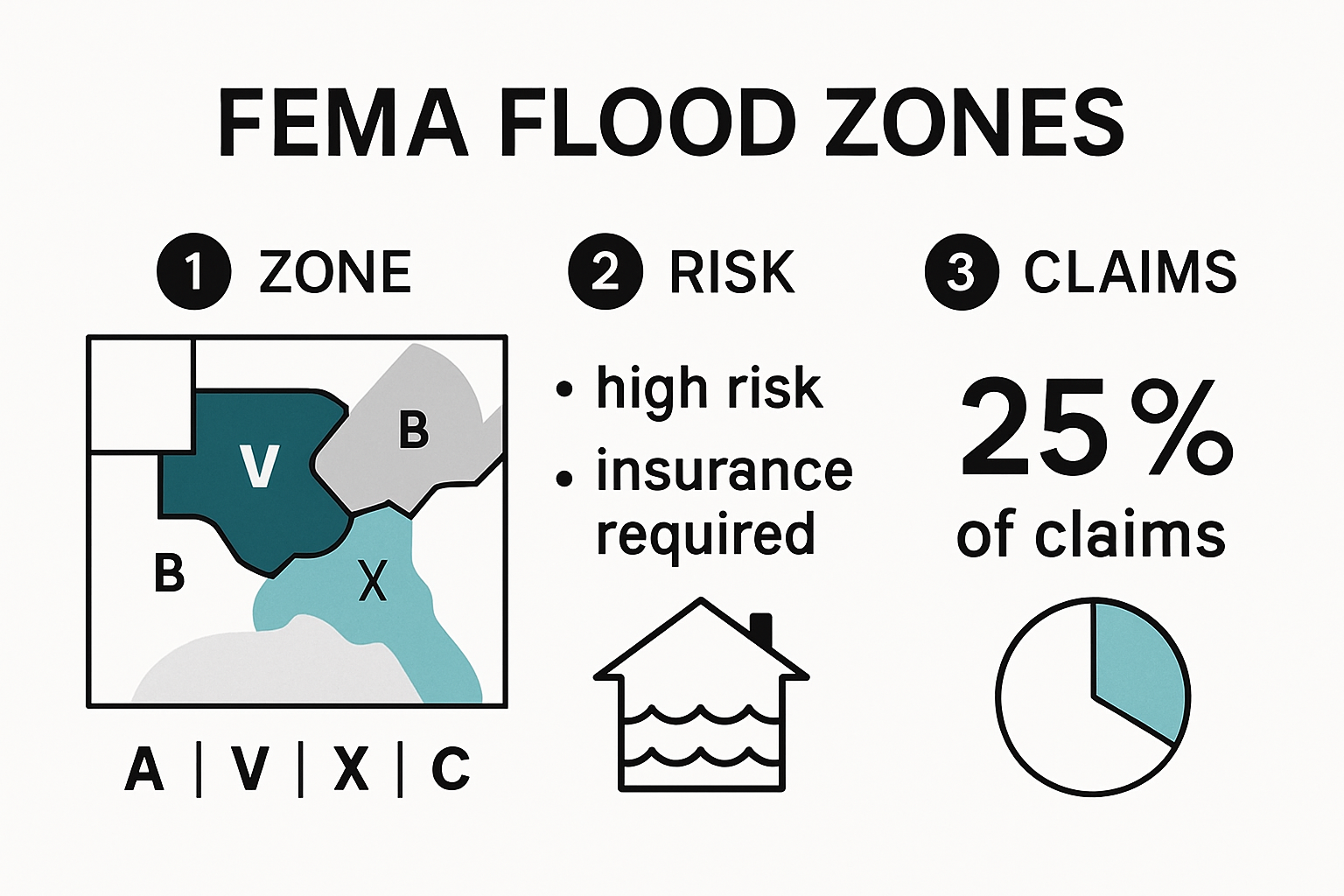 Infographic showing FEMA flood zones and risk levels