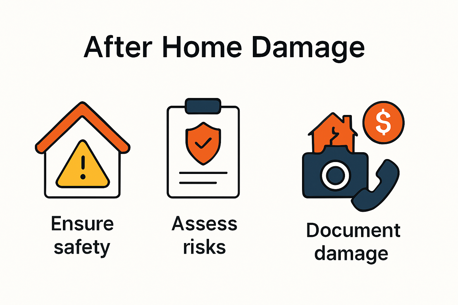 Infographic showing main steps after home damage