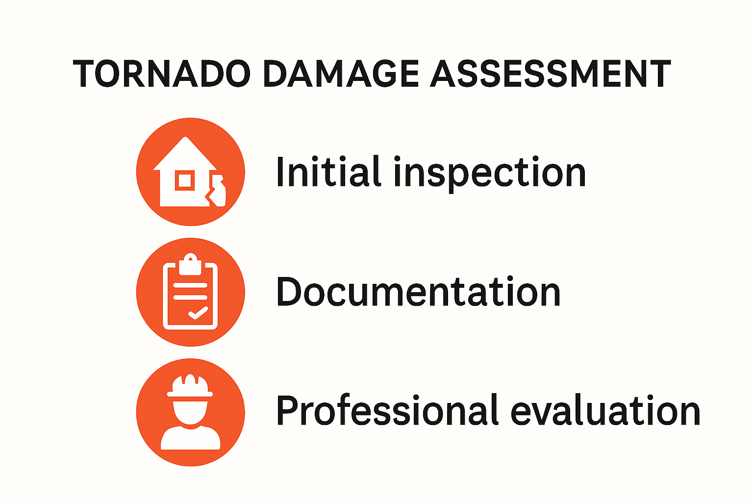Tornado Damage Repair in Charlotte NC: 2025 Guide for Property Owners 2 Tornado damage repair assessment steps infographic