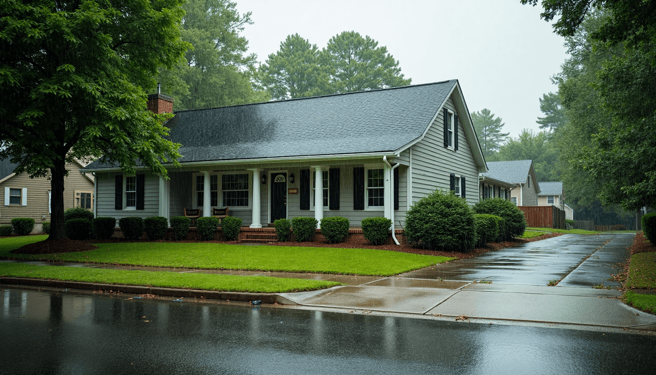 Charlotte home with good drainage during rainfall