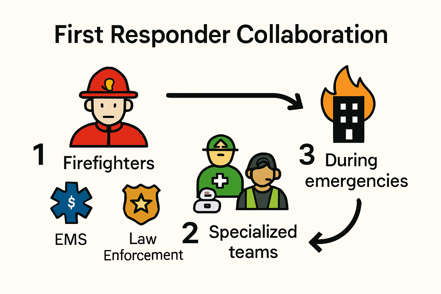Infographic showing first responder team roles and collaboration.