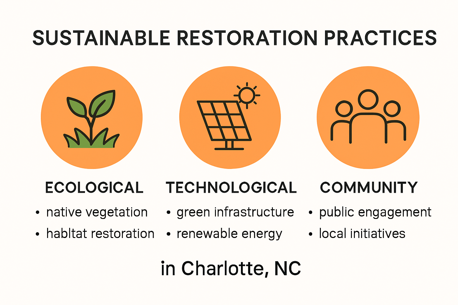 Sustainable Restoration Practices for Charlotte, NC in 2025 2 Infographic of sustainable restoration practices in cities