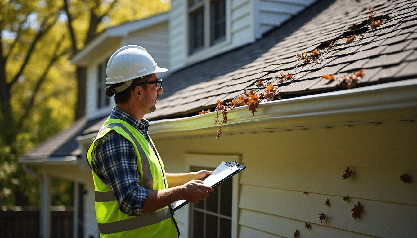 Storm Damage Insurance Tips 2025: Charlotte Property Guide 3 Contractor assesses roof storm damage in daylight