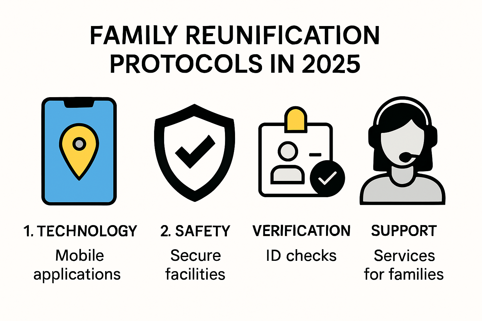 Infographic showing key steps in family reunification protocols 2025