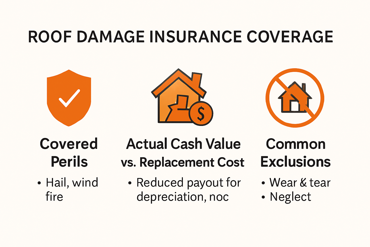 Types of roof damage insurance coverage infographic