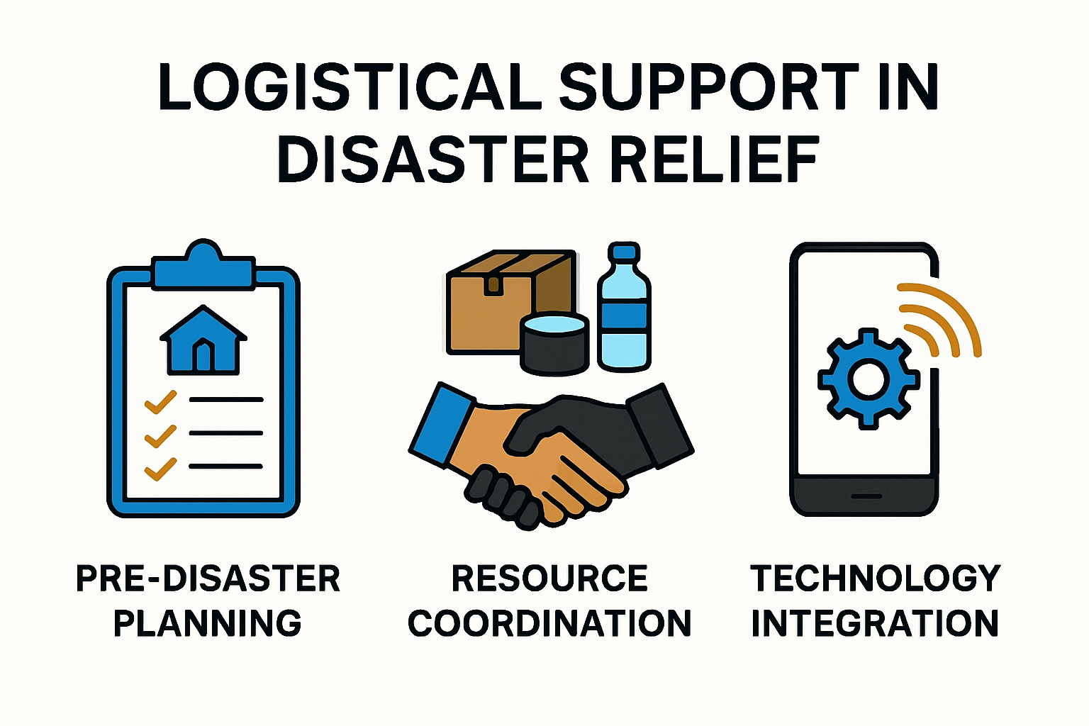 Infographic showing steps in disaster relief logistics