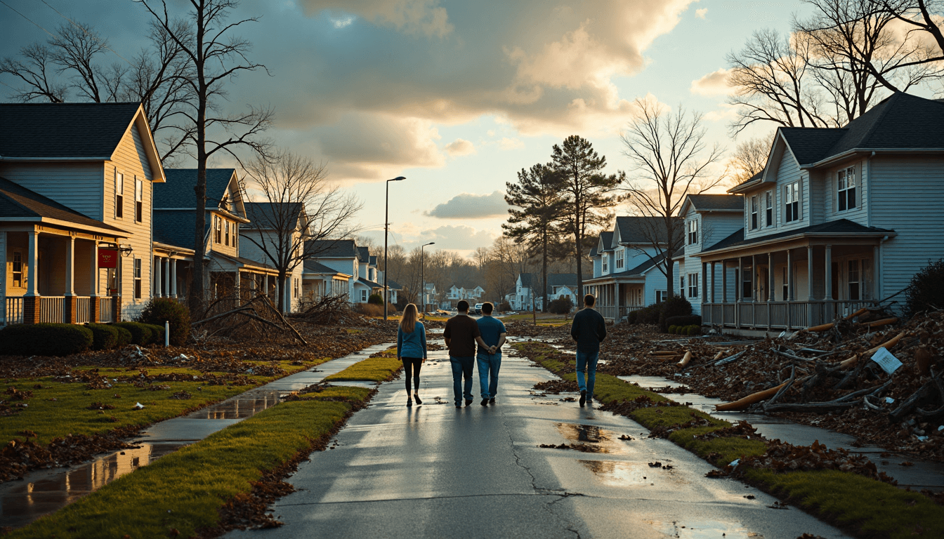 Residents surveying tornado damage in Charlotte neighborhood