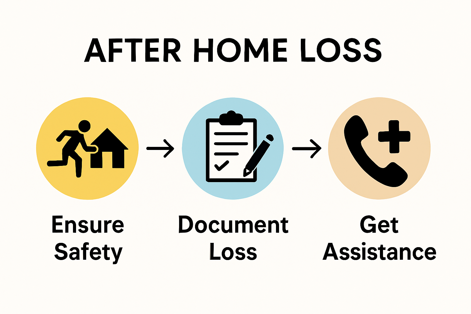 Step-by-step infographic on what to do after losing a home.