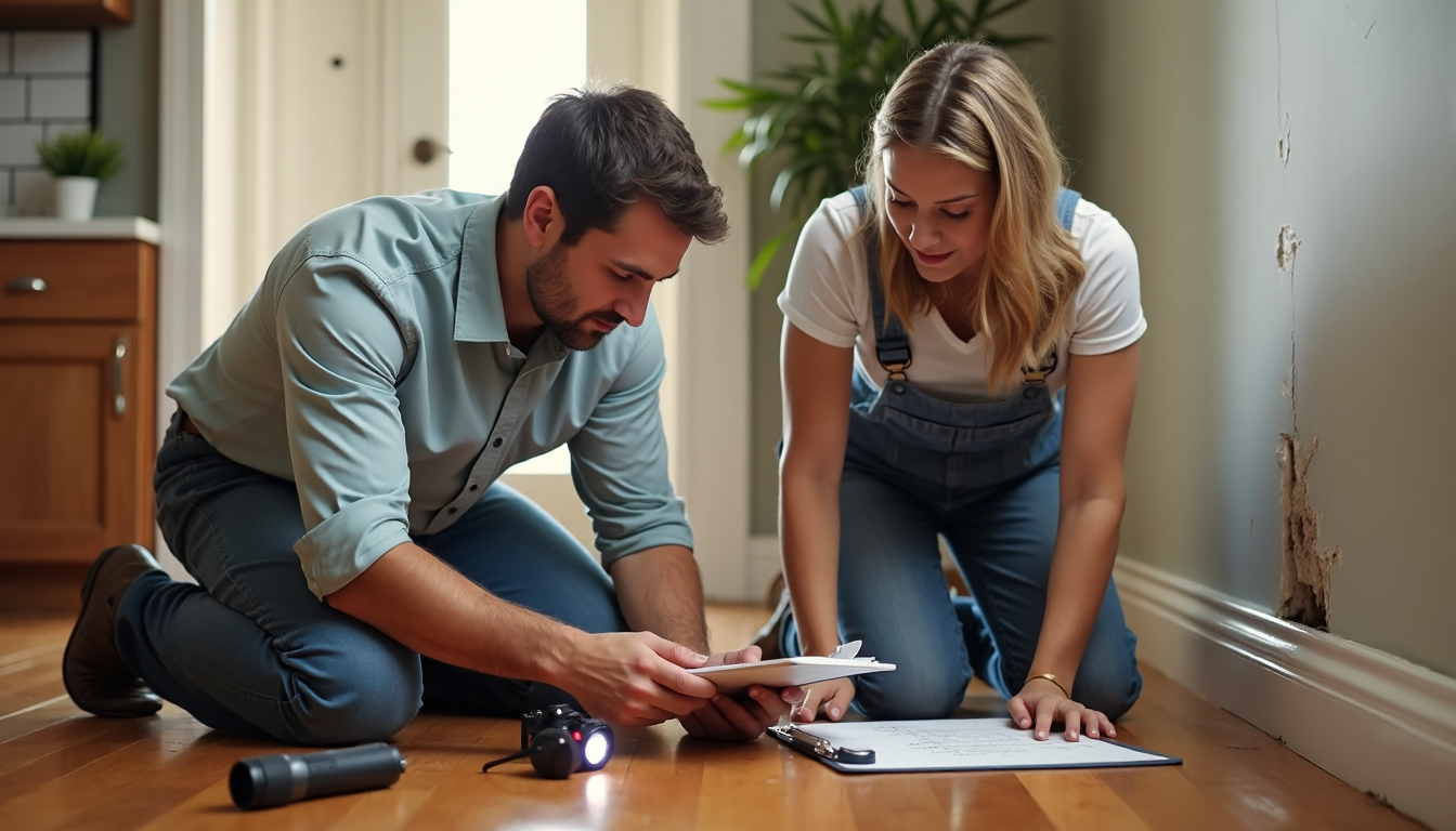 Property Damage Estimate Guide for Charlotte Owners 2025 3 Inspector and homeowner checking for water damage during maintenance