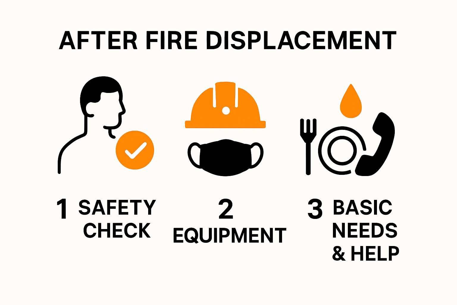 Infographic showing immediate steps after fire displacement