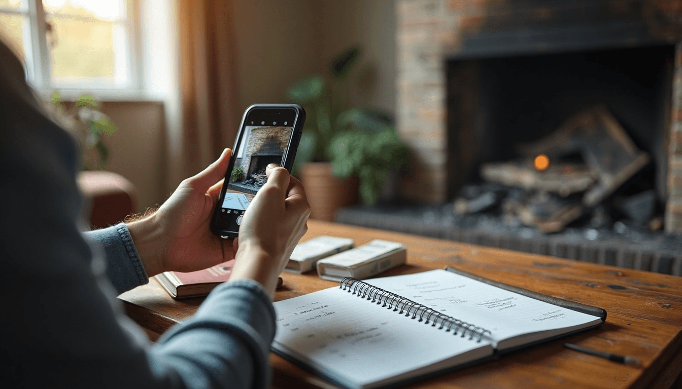 Insurance Claim After Fire: A Charlotte, NC Guide 2025 3 Homeowner documents fire damage with phone and inventory notes