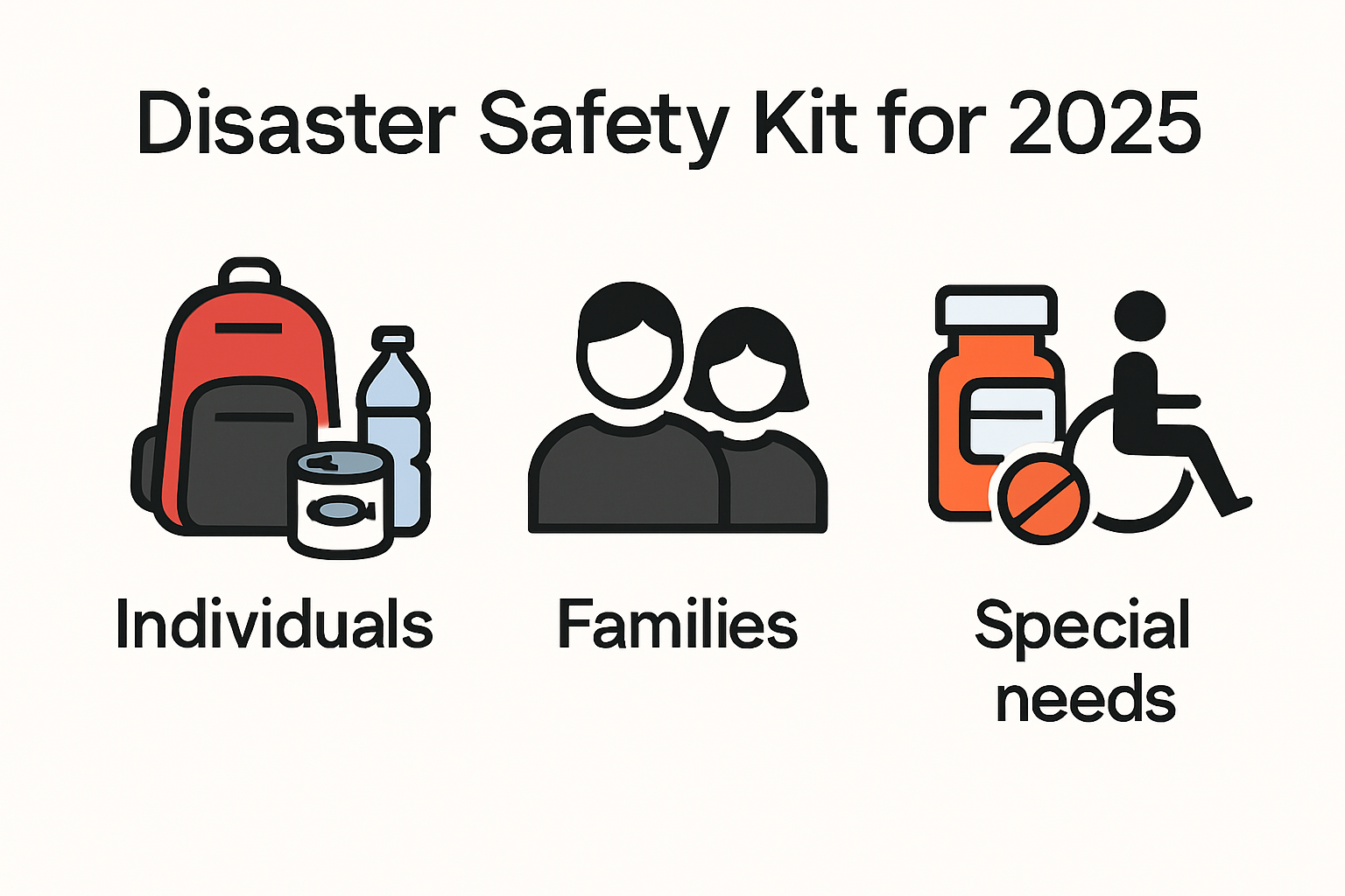 Infographic of 2025 disaster safety emergency kit essentials