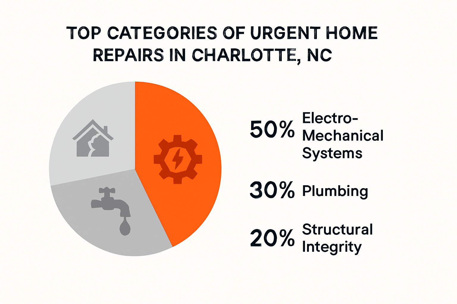 Infographic of urgent home repair categories and percentages