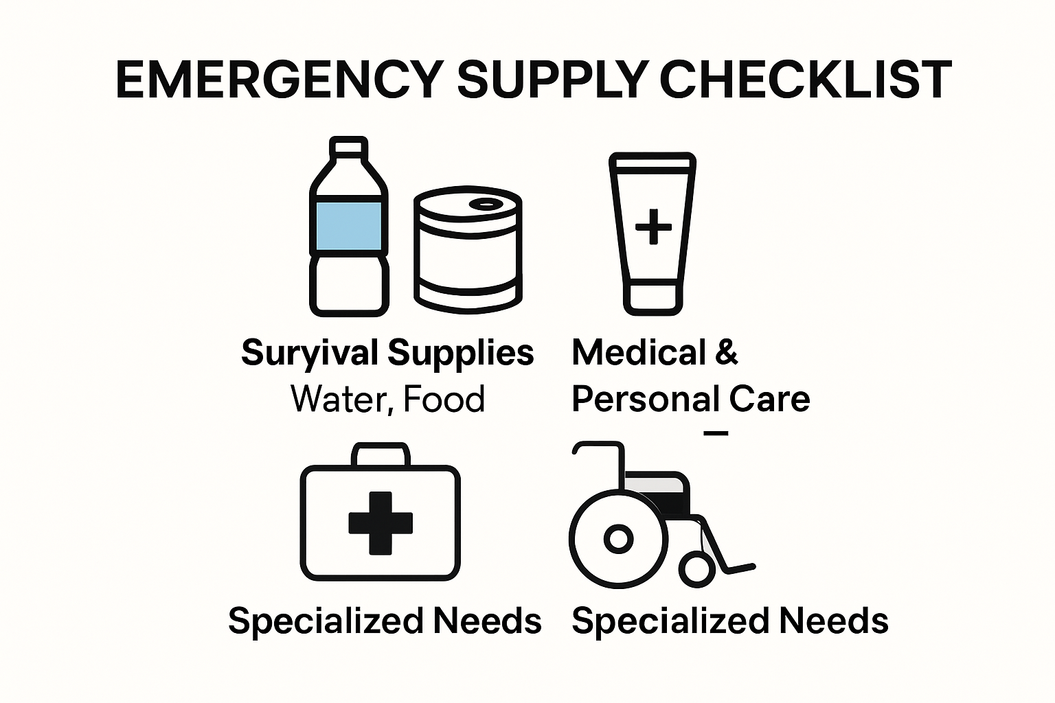Infographic of an emergency supply checklist essentials