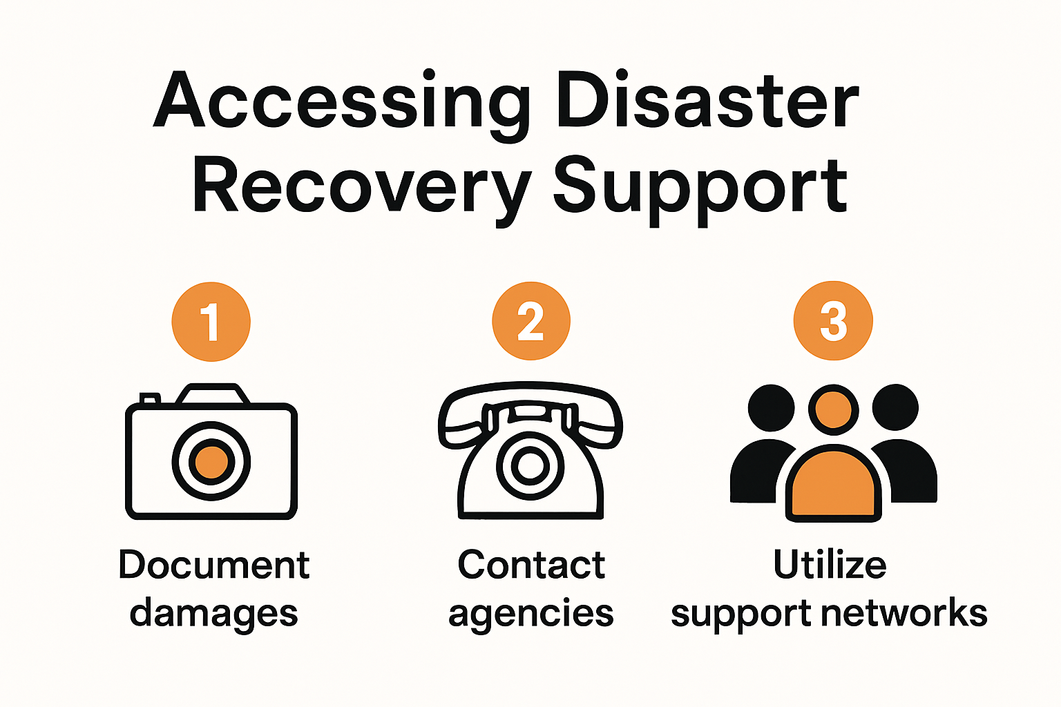 Steps to access disaster recovery support infographic