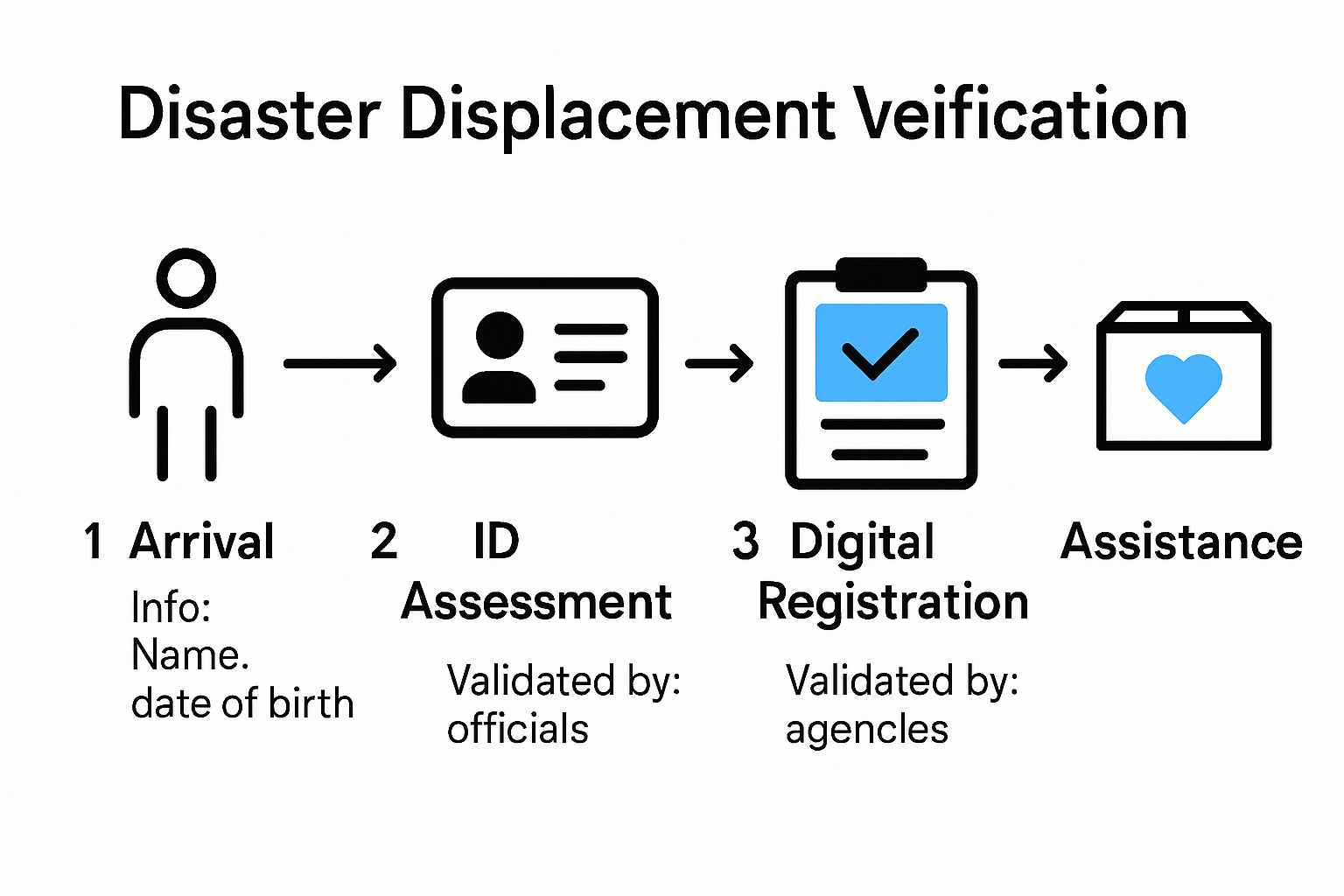 Displacement verification documentation process flow infographic