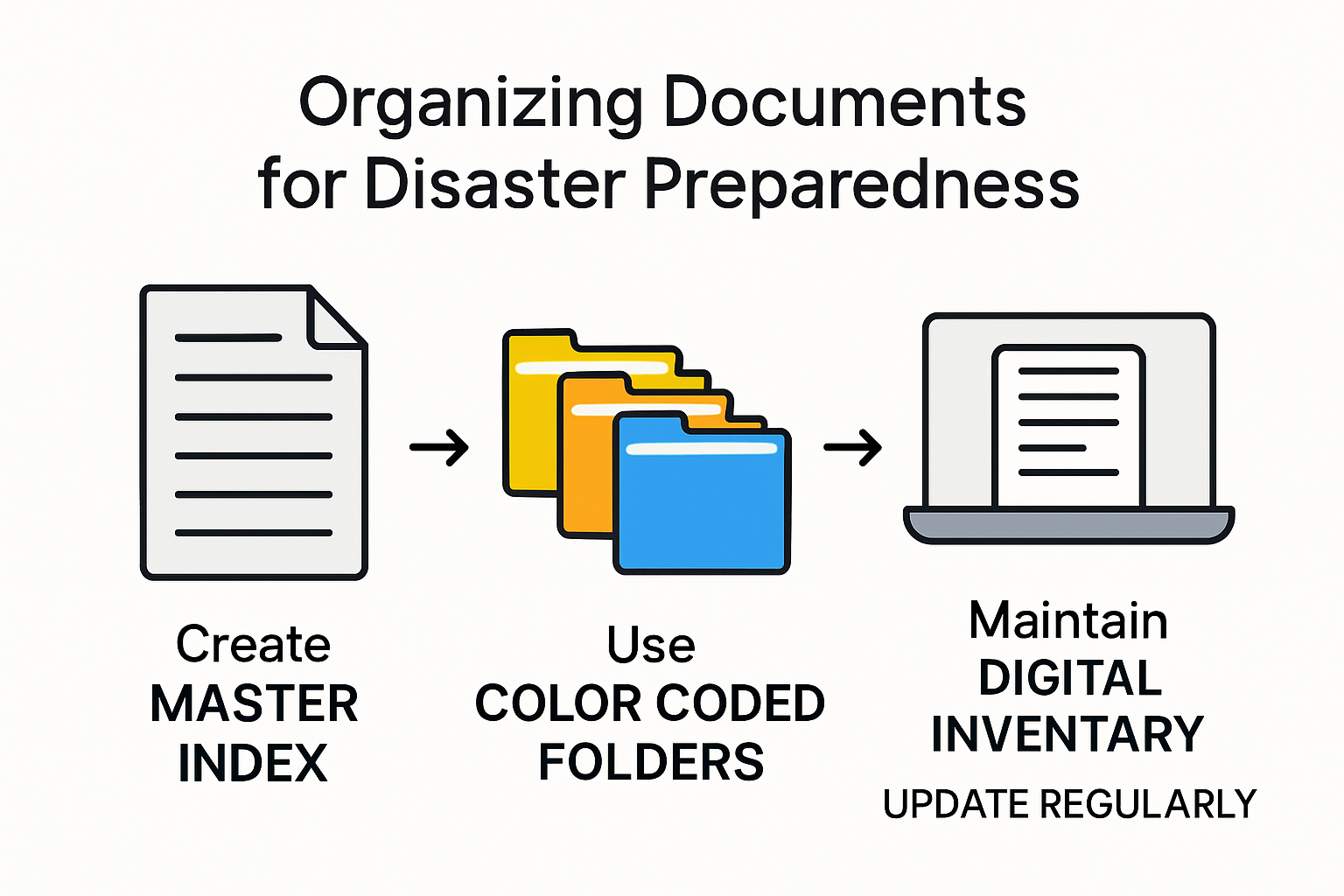 Infographic showing systematic document organization steps