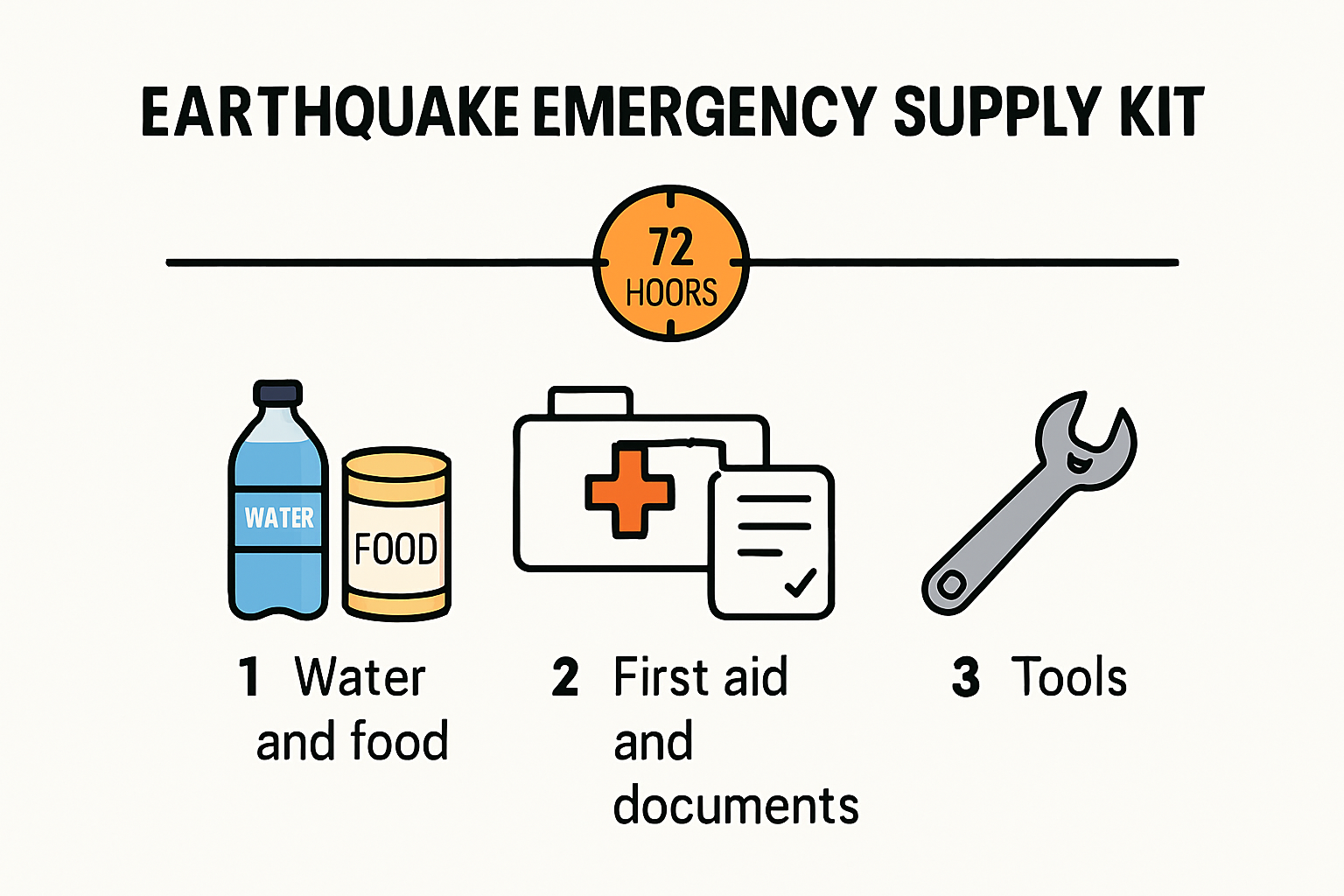 Earthquake emergency supply kit checklist infographic
