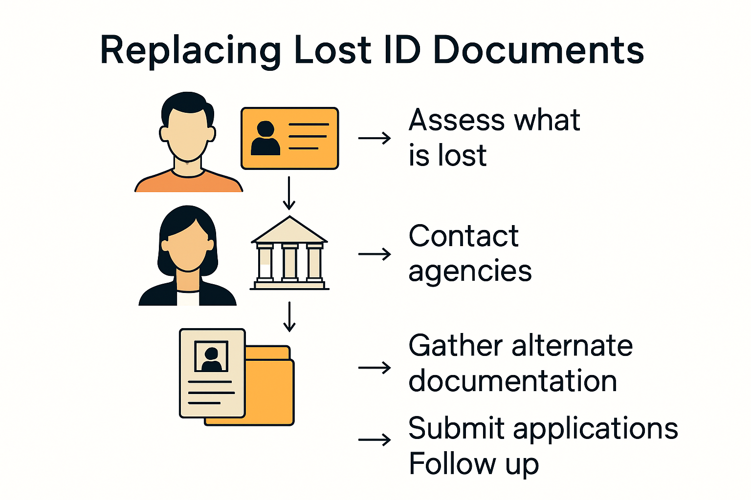 Step-by-step lost ID replacement infographic