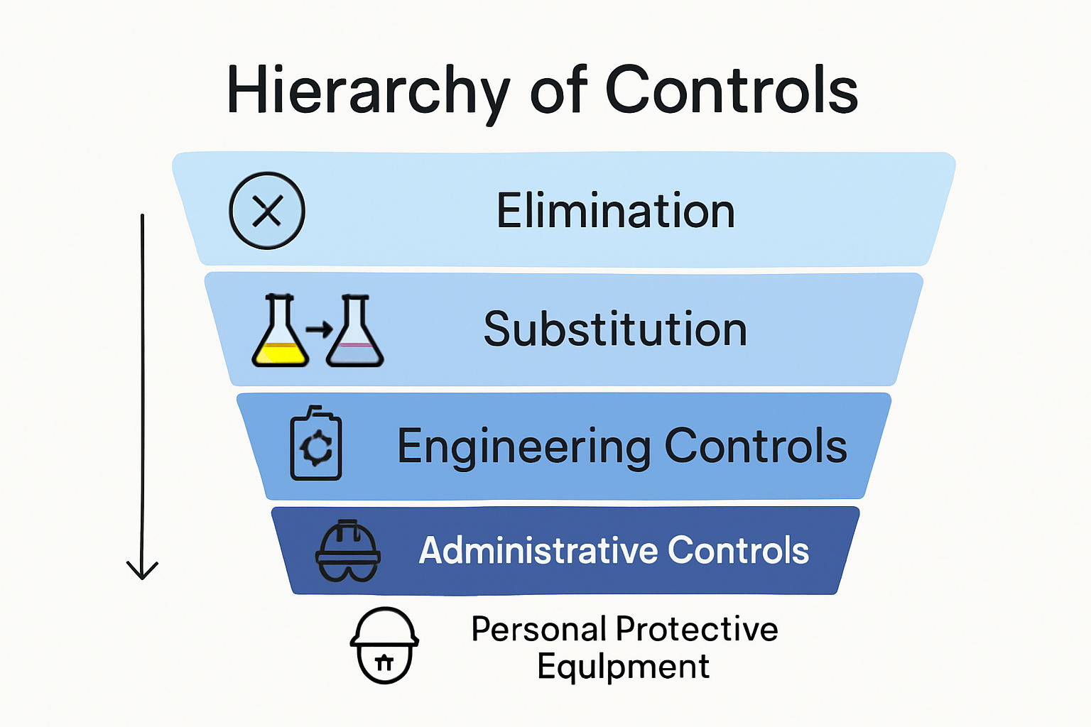 Hierarchy of hazard controls and mitigation infographic