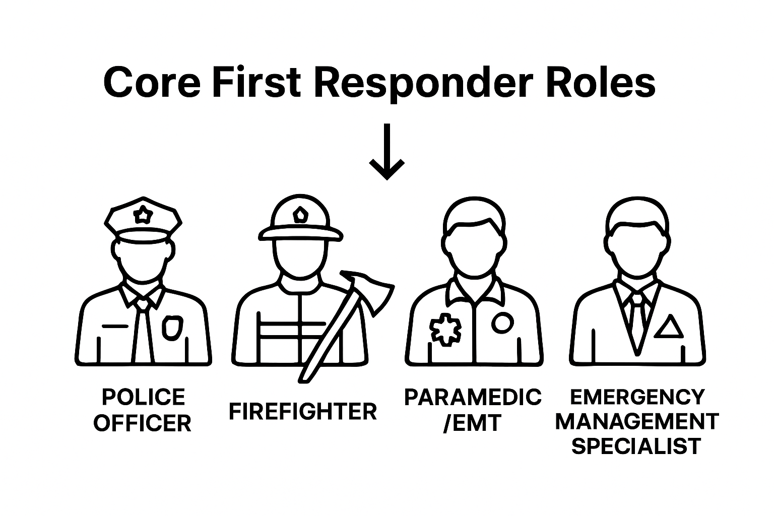 Infographic showing four main first responder roles side by side