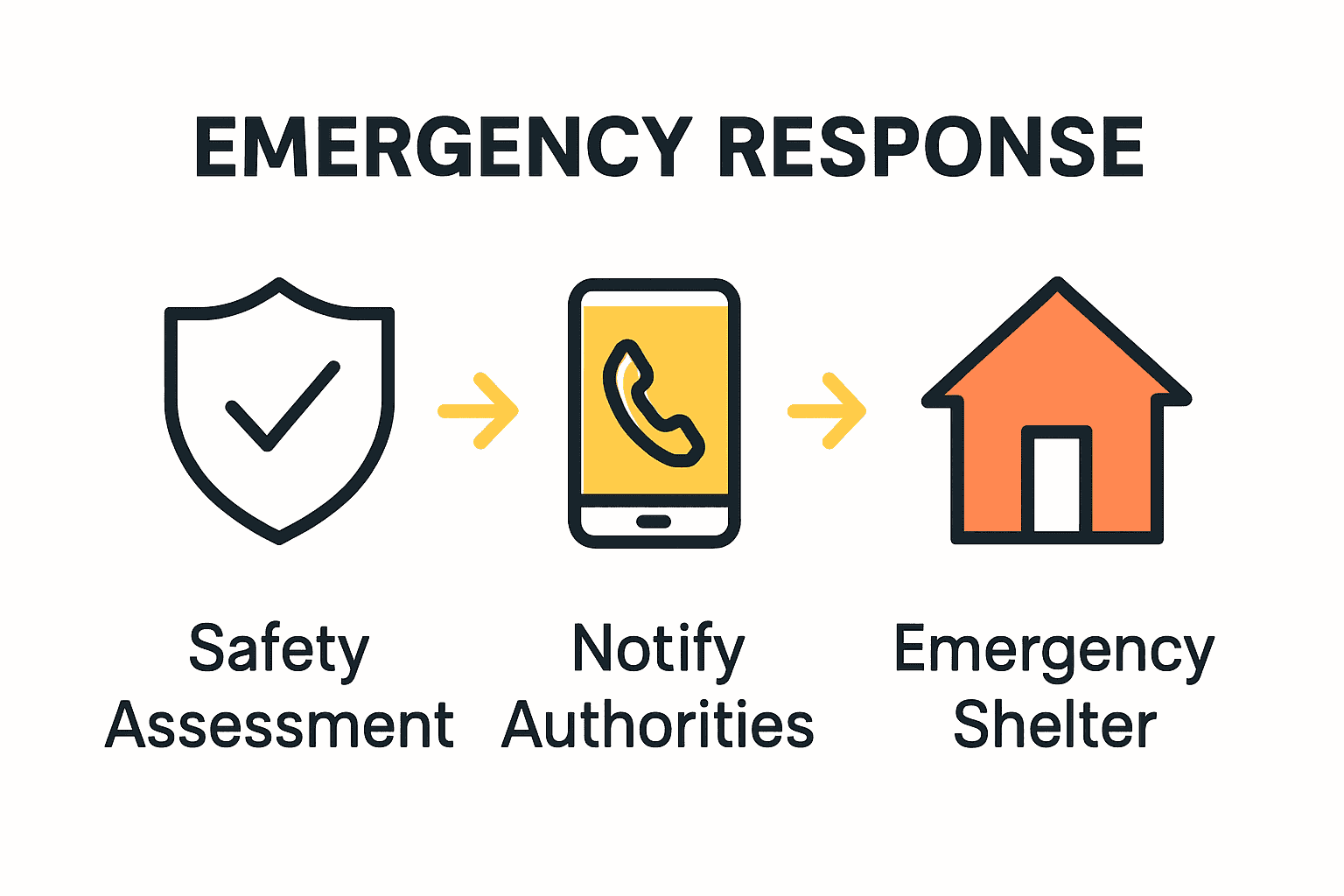 Infographic comparing first three disaster response steps