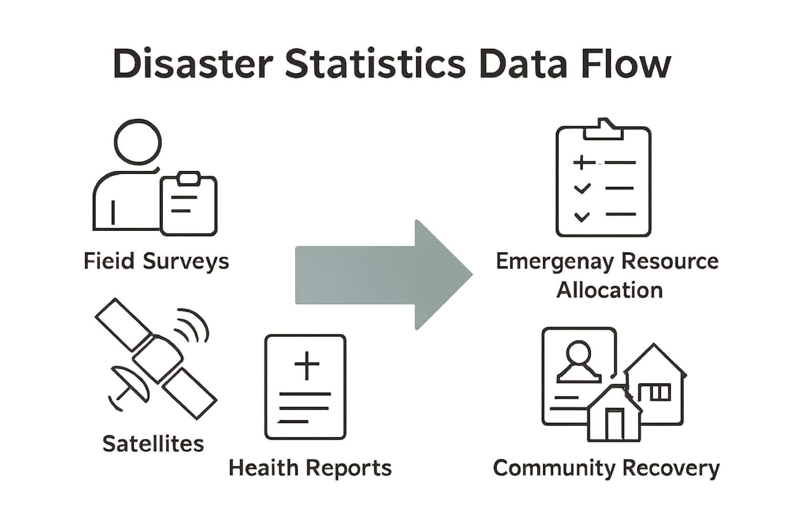 Infographic showing disaster data collection to real-world applications